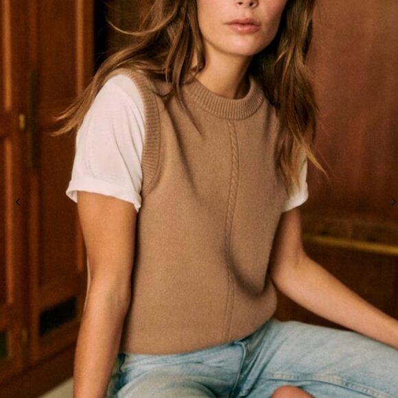 Sezane 100% Yak Wool Sweater Vest Tomi Jumper, Camel - Picture 1 of 9